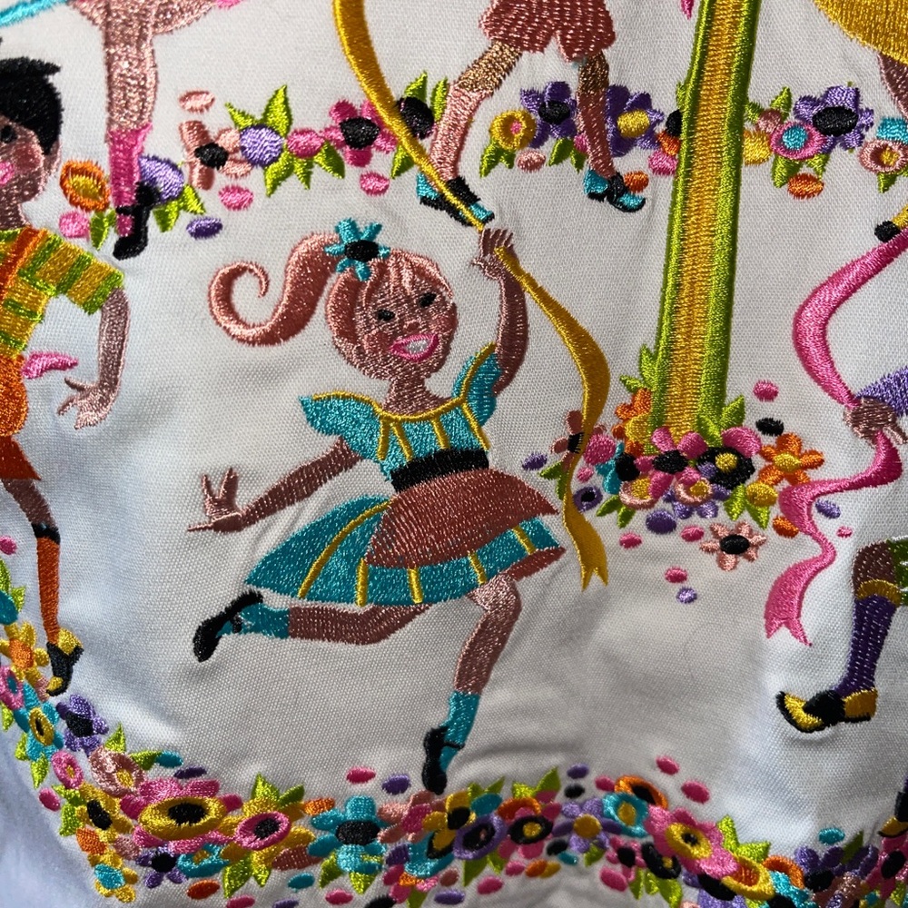 Bob Mackie XS Wearable Art May Pole Shirt White - Picture 8 of 12